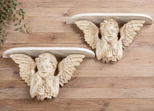 Pair vintage style cherub - pair,