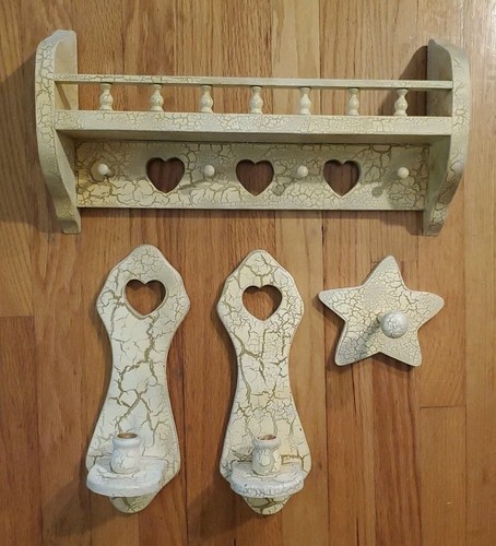 Vtg set wood wall shelf - vtg, with