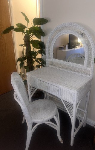 White rattan wicker - rattan, vanity