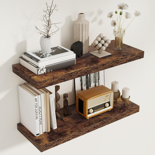 Rustic floating shelves set - floating, of